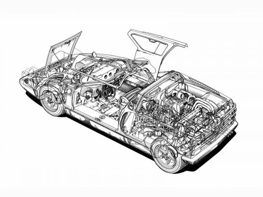 Схема Mercedes-Benz C111-I Concept 1969 года  (фото 5 из 15)